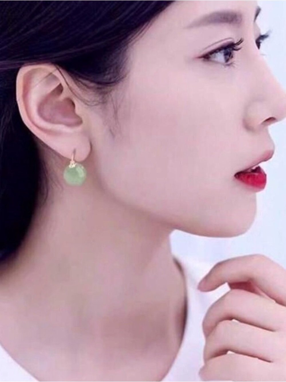 Green Jade Ball Drop Earrings